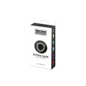 Préservatifs lubrifiés, plus épais, en latex x12 avec réservoir Extra Safe 53 mm 